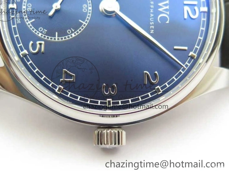 MIROTIME 0112 TimelessDesign Portuguese IW358304 ZF 1:1 Best Edition SS Blue Dial on Leather Strap A 7078